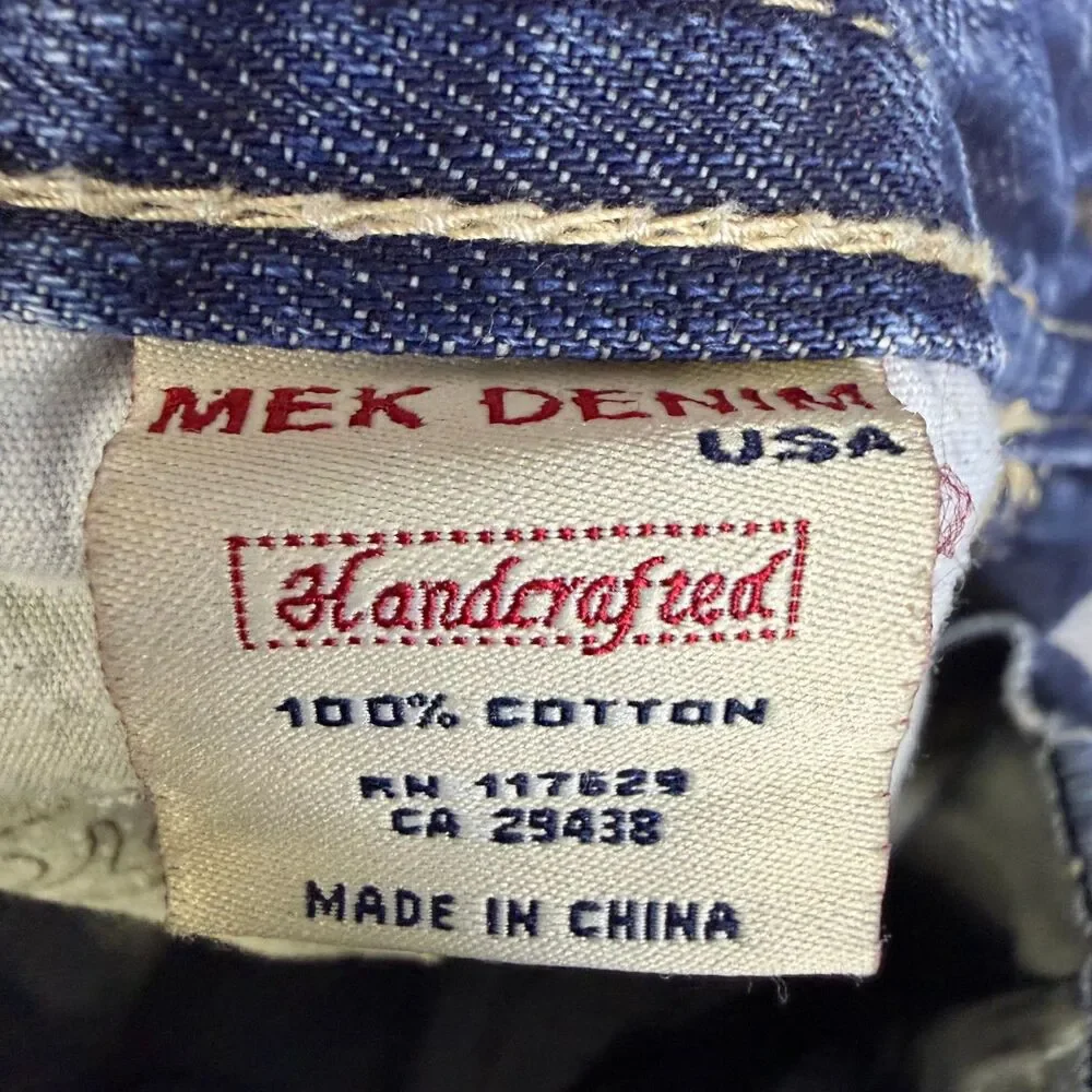 MEK Denim Mens Henderson Jeans 31x32 Straight Leg Medium Wash Button Fly